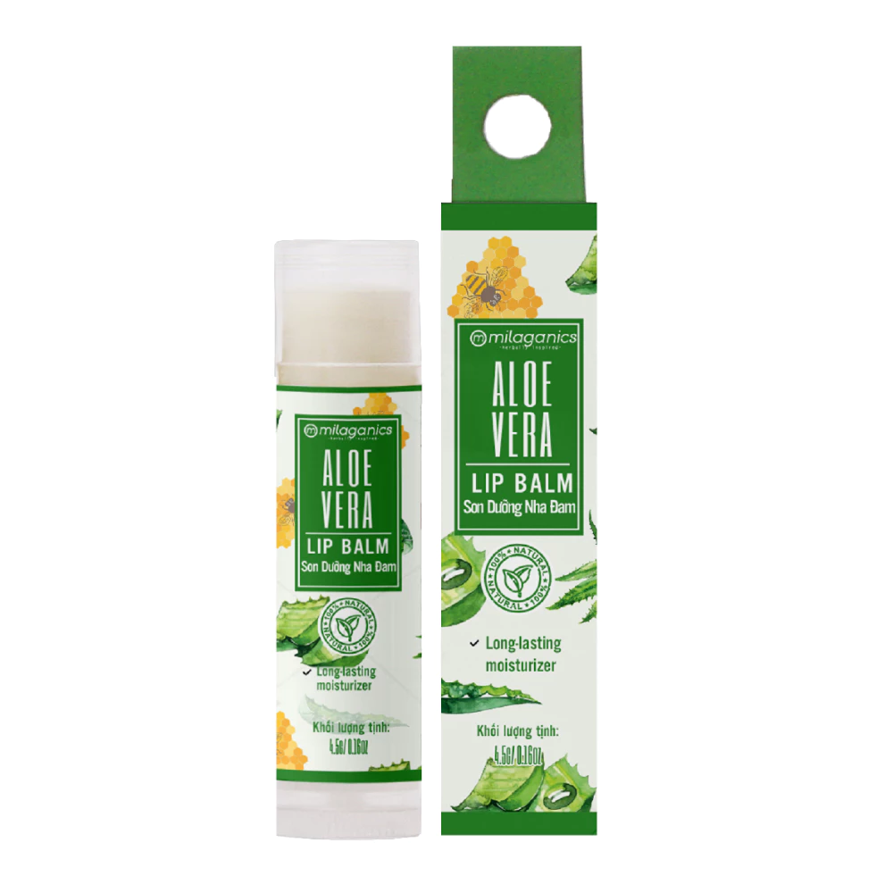 Son dưỡng môi Milaganics gấc dưỡng ẩm/ trà xanh dưỡng ẩm/ dừa dưỡng ẩm/ nha đam không màu, giảm thâm môi 4.5g