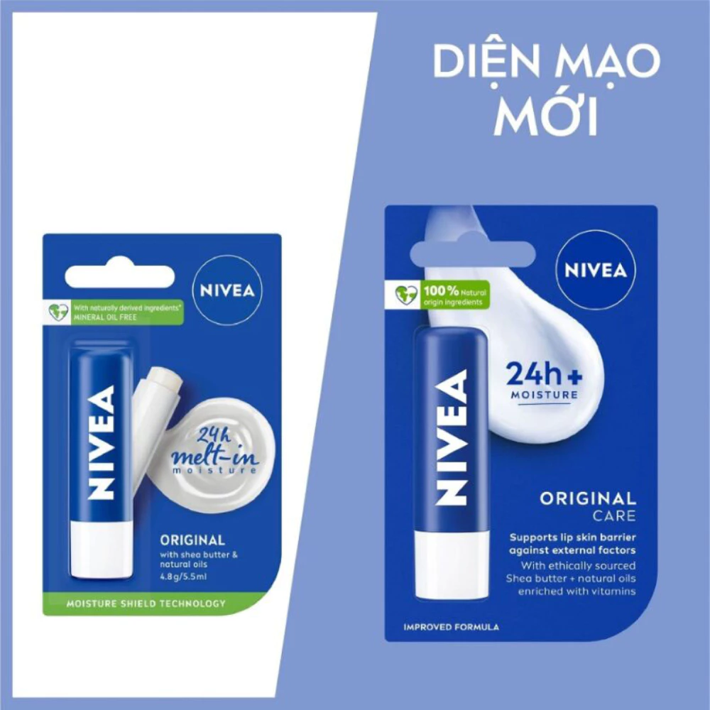 Son dưỡng môi Nivea chuyên sâu / hương đào /hương dâu 4.8g