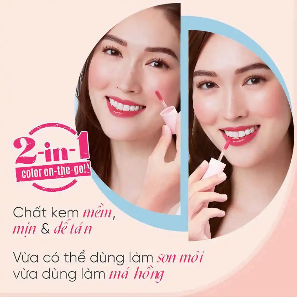 Son kem lì 2In1 Silkygirl 01 cam đào/02 hồng phấn/04 đỏ cherry/05 đỏ nâu 3.8ml