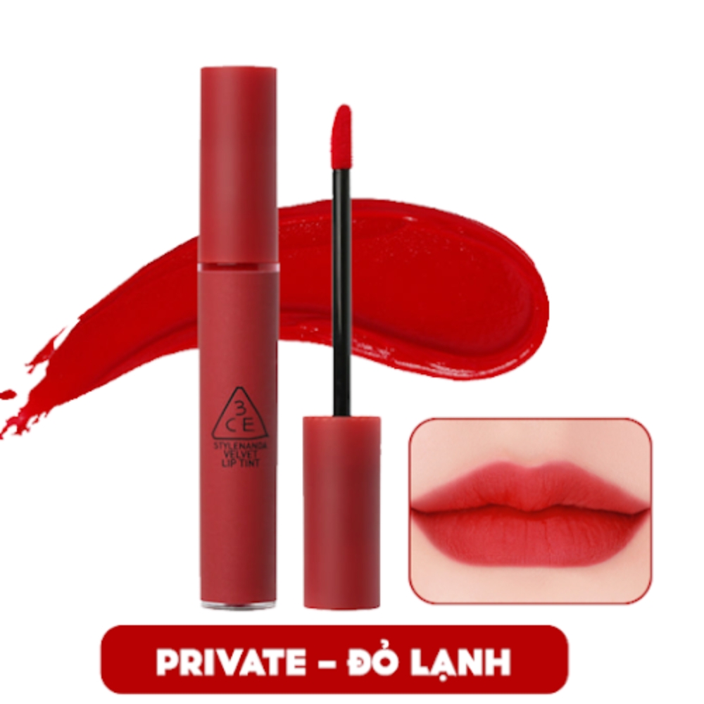 Son kem lì 3CE mịn màng như nhung Cam hồng đất/Đỏ đất/Đỏ cam/Đỏ gạch/Đỏ lạnh 4g