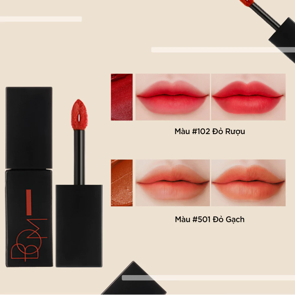 Son kem lì B.O.M #H RD 102 Vampire Red - đỏ rượu 8.5g