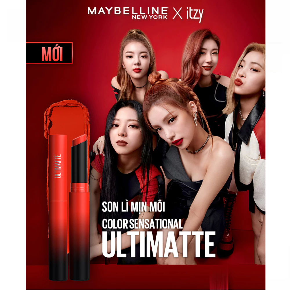 Son lì Maybelline mịn môi siêu nhẹ 299 đỏ thuần/799 cam ngả đất/899 đỏ gạch/1299 đỏ cam đất 1.7g