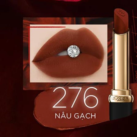 Son môi L'Oreal mịn lì 129 cam đỏ đất/275 cam cháy/276 nâu gạch/339 nâu đỏ/666 đỏ lạnh 1.7g