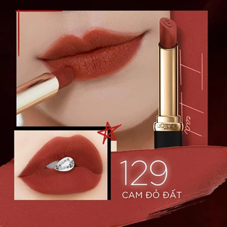 Son môi L'Oreal mịn lì 129 cam đỏ đất/275 cam cháy/276 nâu gạch/339 nâu đỏ/666 đỏ lạnh 1.7g