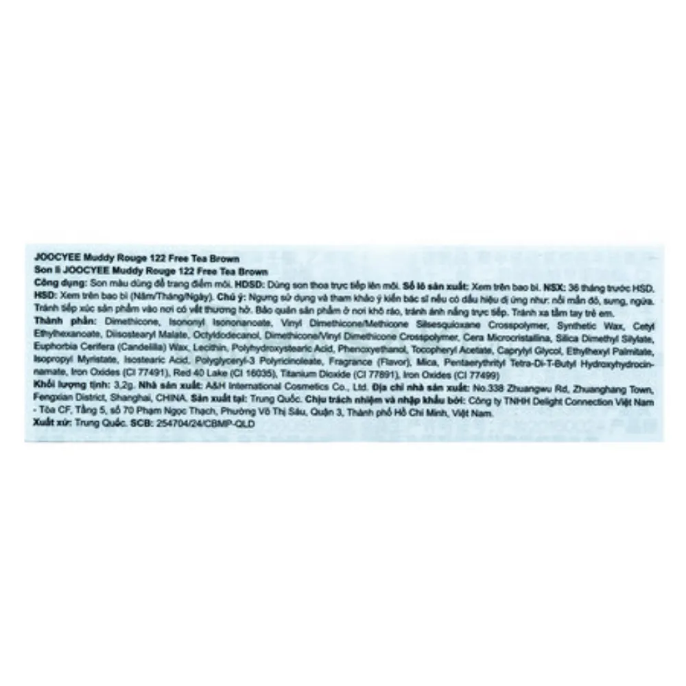 Son thỏi lì Joocyee Muddy nhẹ môi 3.2g (nhiều màu)