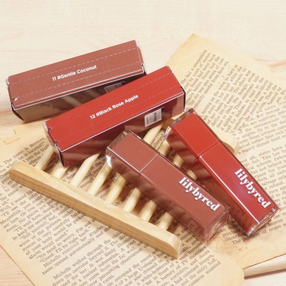 Son tint Lilybyred siêu lì 07 đỏ cherry/08 đỏ cam/09 cánh hồng khô/11 nâu cam sữa/12 đỏ gạch trầm 4g