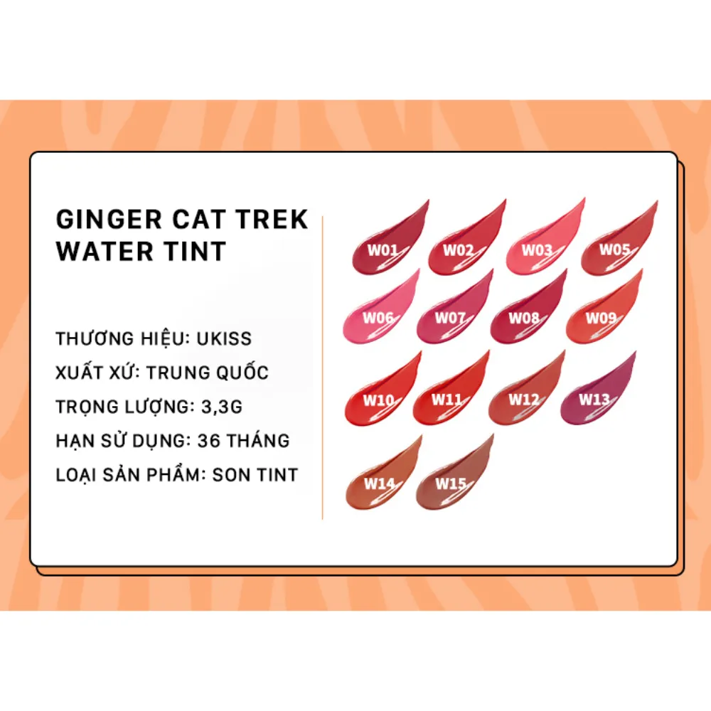 Son tint Ukiss Ginger Cat Trek 3.3g (nhiều màu)