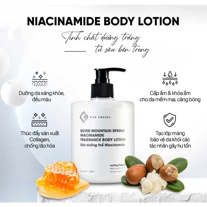 Sữa dưỡng thể Five Grains dưỡng ẩm, sáng da 500ml