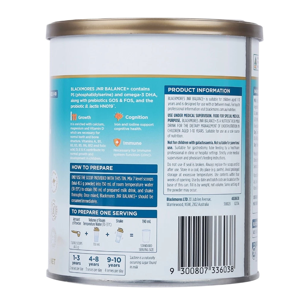 Sữa Blackmores JNR Balance + 400g cho bé từ 1-10 tuổi