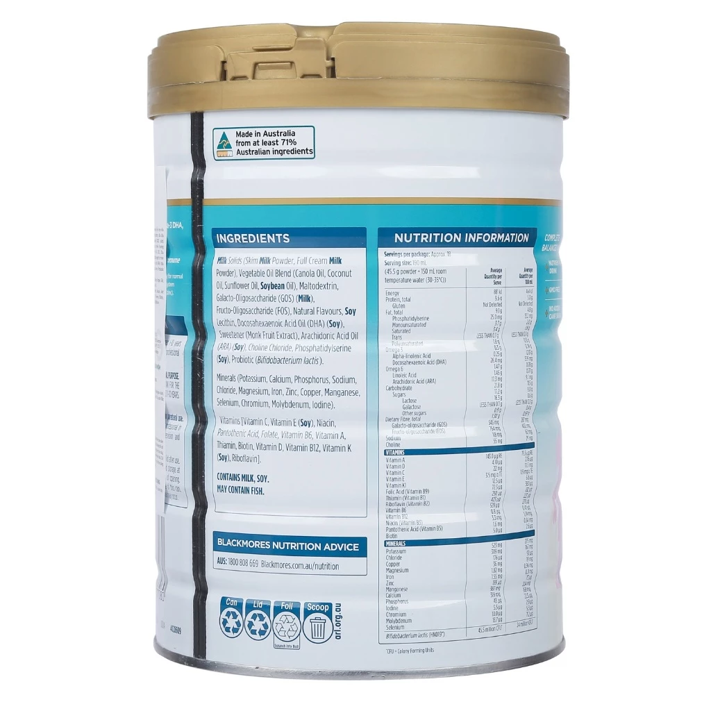 Sữa Blackmores JNR Balance + 850g cho bé từ 1-10 tuổi