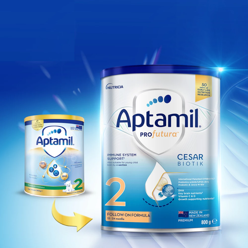 Sữa bột Aptamil Profutuna Cesarbiotik New Zealand số 2 800g dành cho bé 12 - 24 tháng tuổi