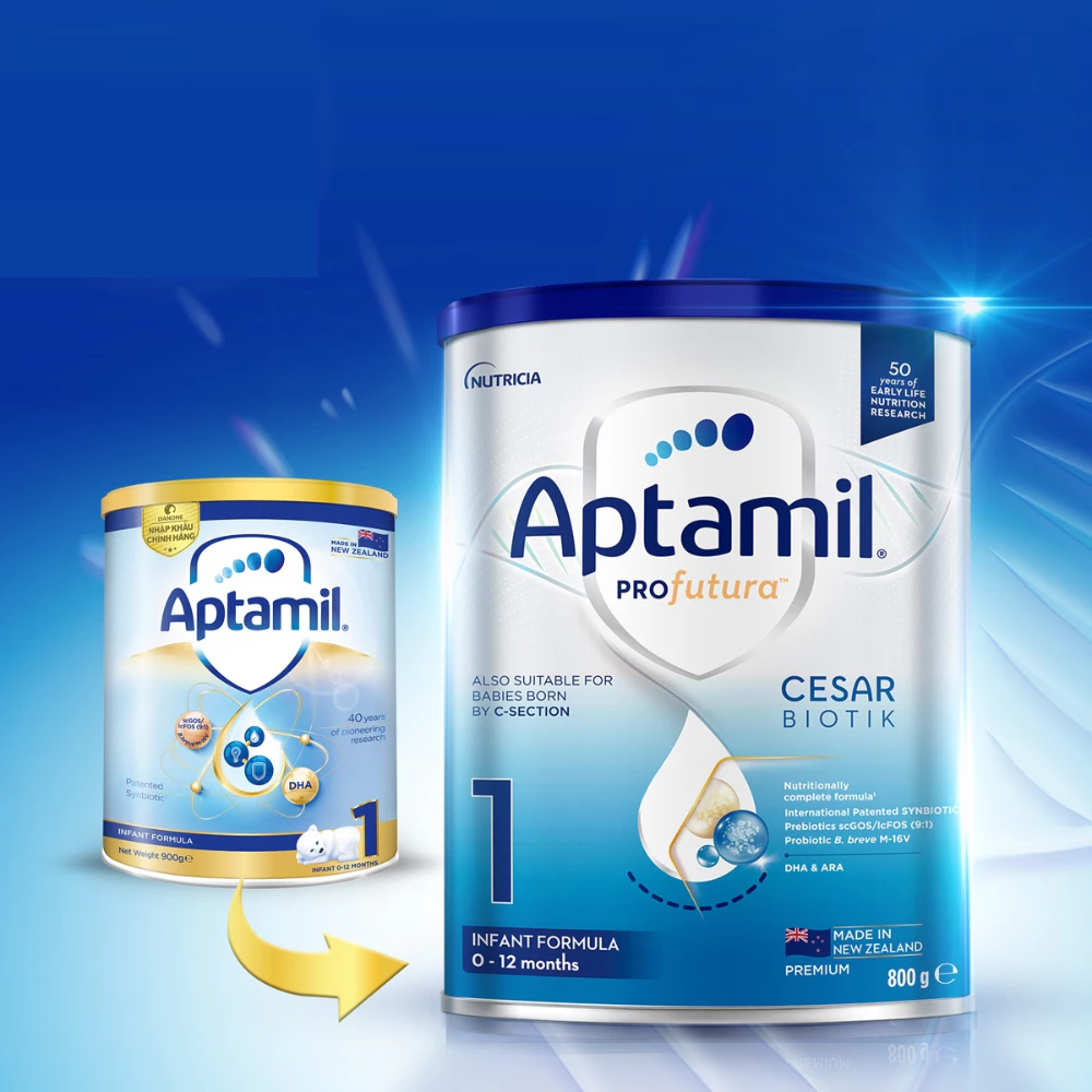 Sữa bột Aptamil Profutura Cesarbiotik New Zealand số 1 800g dành cho bé 0 - 12 tháng tuổi