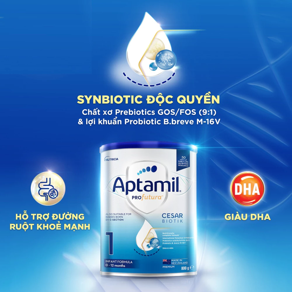 Sữa bột Aptamil Profutura Cesarbiotik New Zealand số 1 800g dành cho bé 0 - 12 tháng tuổi