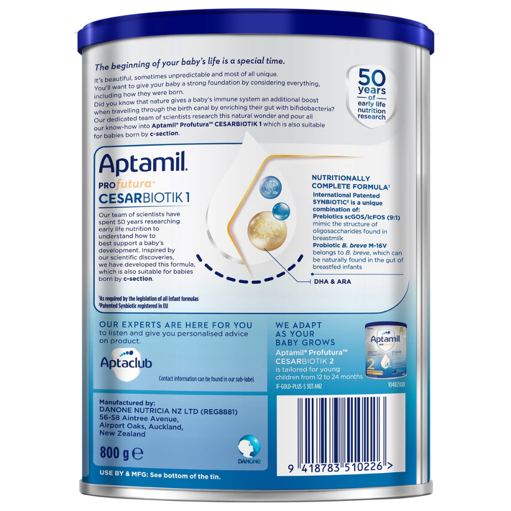 Sữa bột Aptamil Profutura Cesarbiotik New Zealand số 1 800g dành cho bé 0 - 12 tháng tuổi