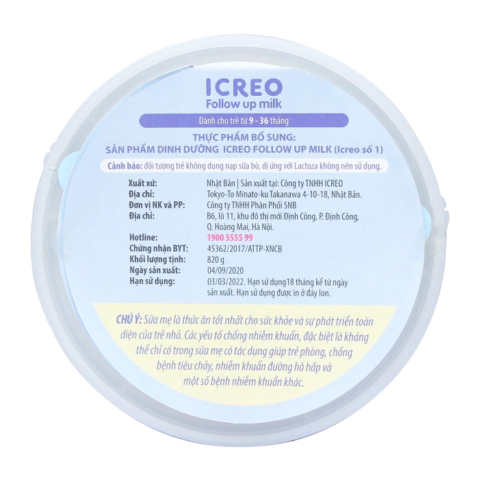 Sữa bột Glico Icreo số 1 820g