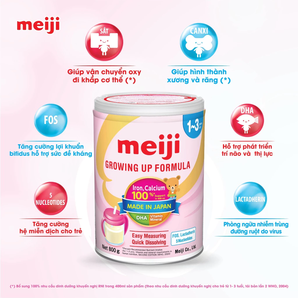 Sữa bột Meiji Growing Up Formula số 9 800g cho bé 1 - 3 tuổi