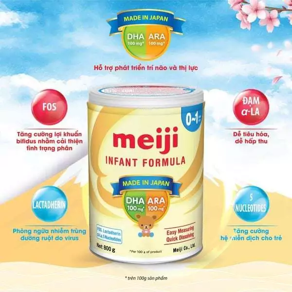 Sữa bột Meiji Infant Formula số 0 800g cho bé 0 - 1 tuổi