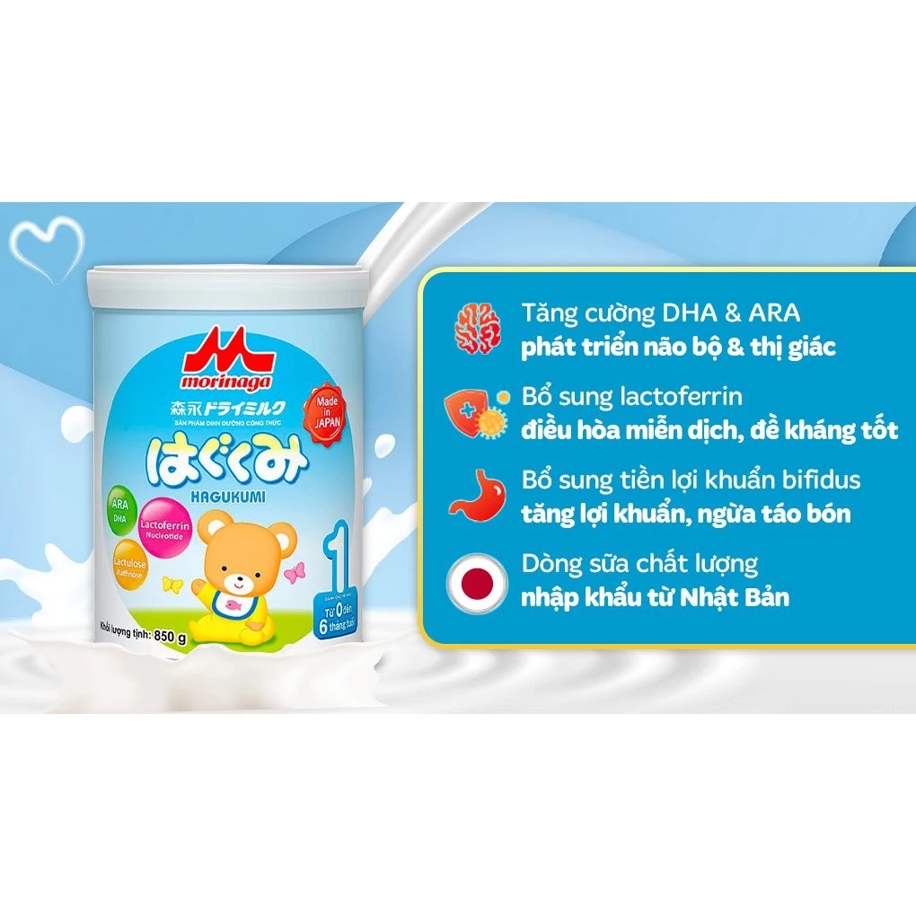 Sữa bột Morinaga Nhật Bản phát triển toàn diện cho bé