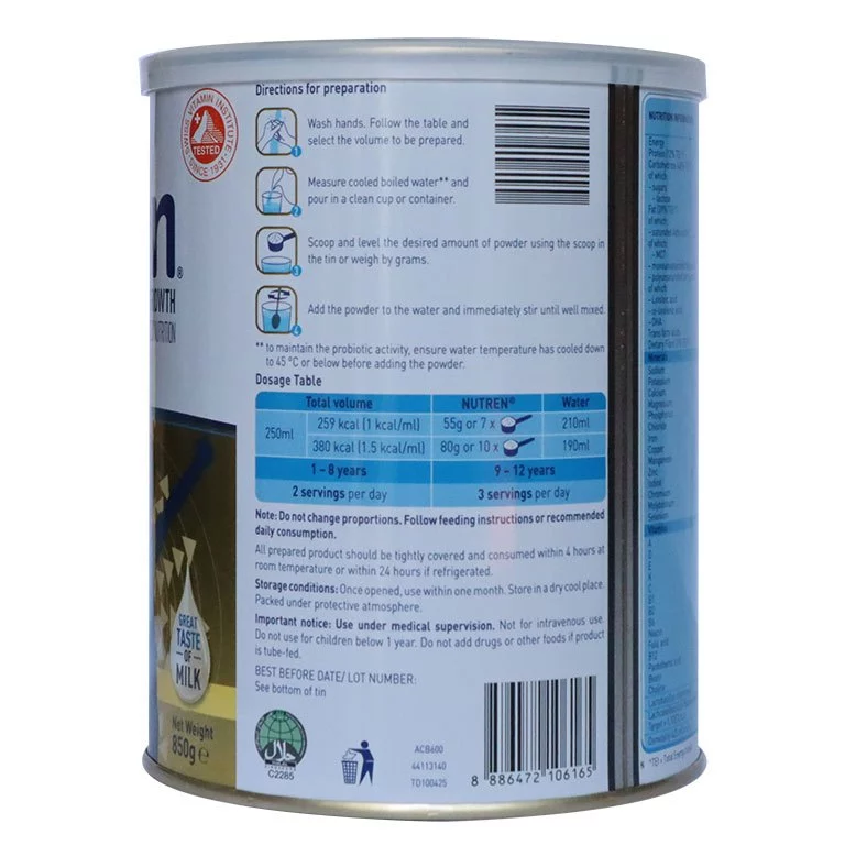 Sữa bột Nutren Junior Thụy Sỹ 850g
