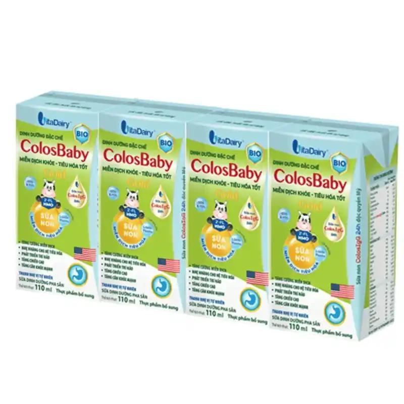 Sữa bột pha sẵn Colosbaby Bio Gold 110ml và 180ml (lốc 4 hộp)