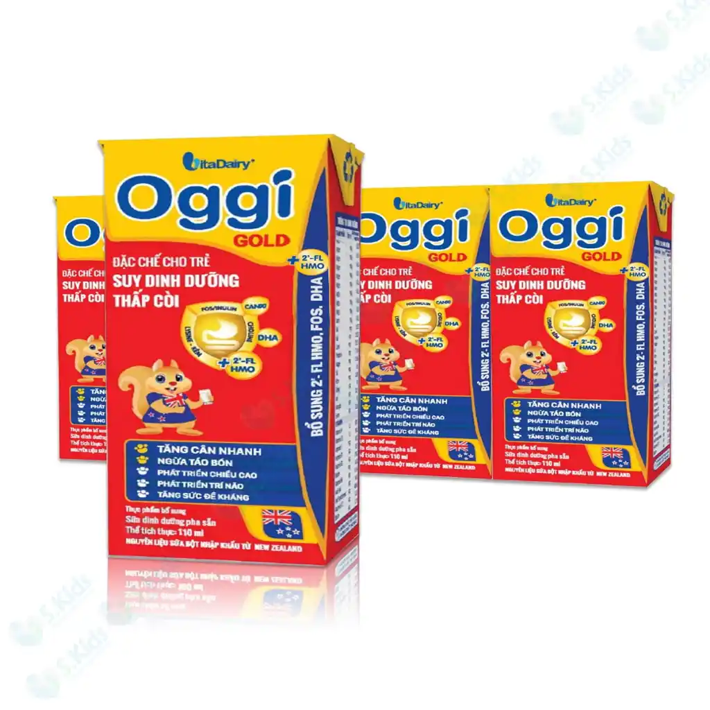 Sữa bột pha sẵn Oggi Suy Dinh Dưỡng Gold 110ml và 180ml (lốc 4 hộp)