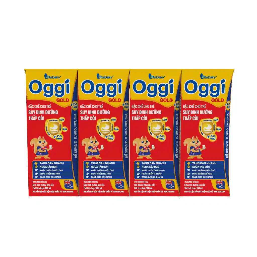 Sữa bột pha sẵn Oggi Suy Dinh Dưỡng Gold 110ml và 180ml (lốc 4 hộp)