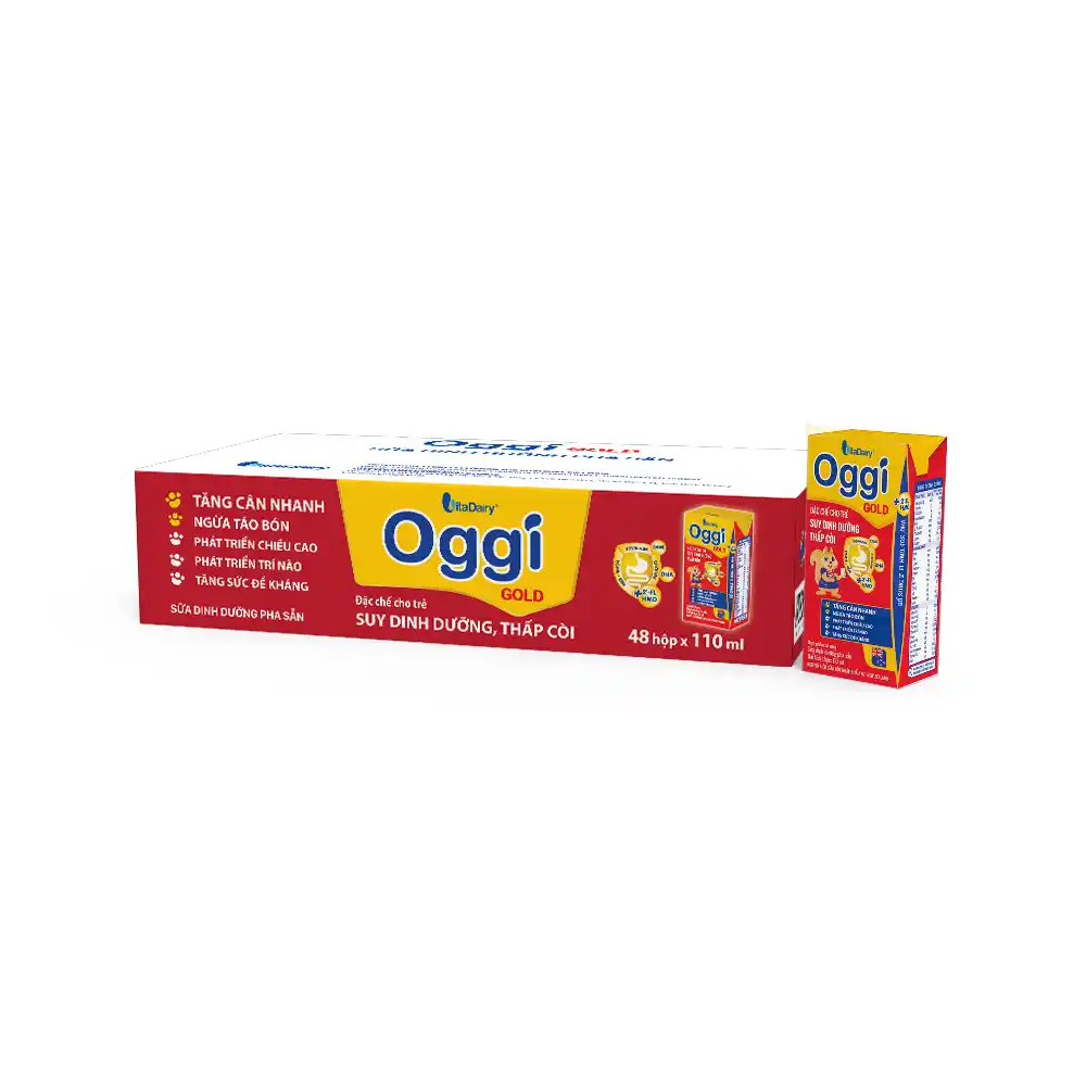 Sữa bột pha sẵn Oggi Suy Dinh Dưỡng Gold 110ml và 180ml (lốc 4 hộp)