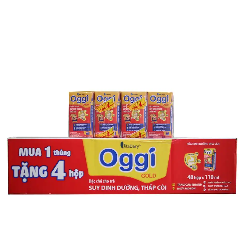 Sữa bột pha sẵn Oggi Suy Dinh Dưỡng Gold 110ml và 180ml (lốc 4 hộp)
