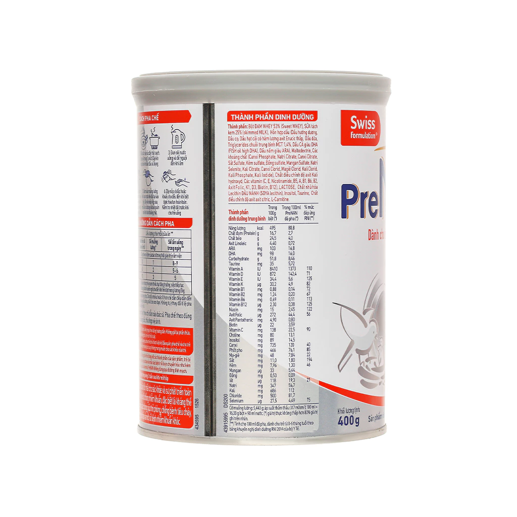Sữa bột PreNAN 380g (trẻ sơ sinh) dành cho trẻ nhẹ cân, thiếu tháng