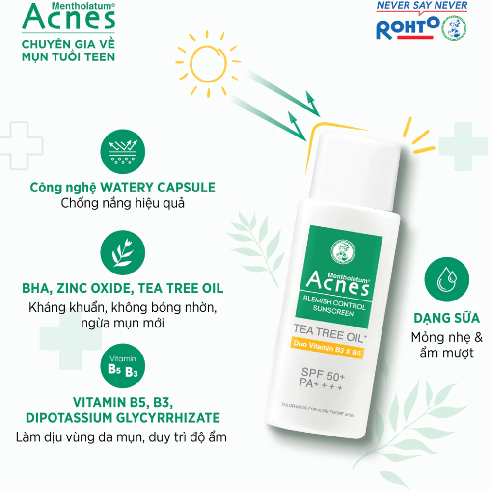 Sữa chống nắng Acnes ngăn ngừa mụn cho da mụn, nhạy cảm 50g