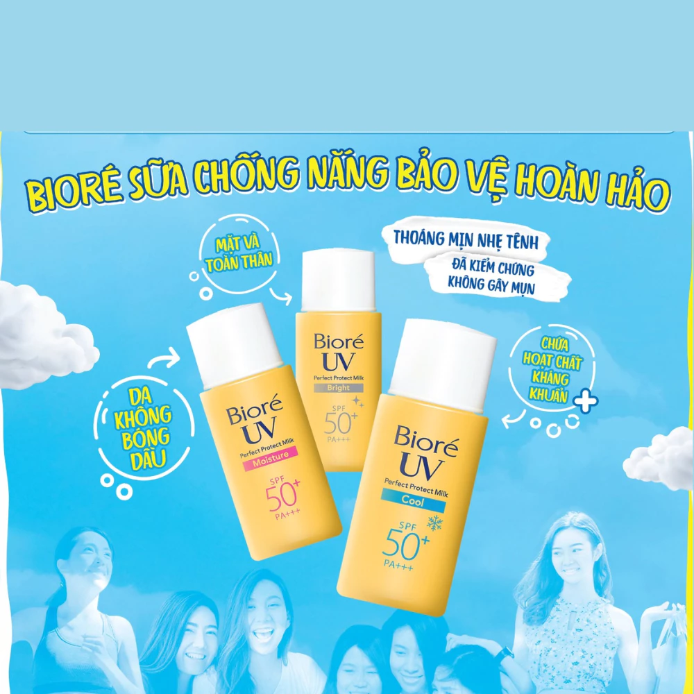 Sữa chống nắng Bioré bảo vệ hoàn hảo - sáng mịn/dưỡng ẩm/mát lạnh 25ml
