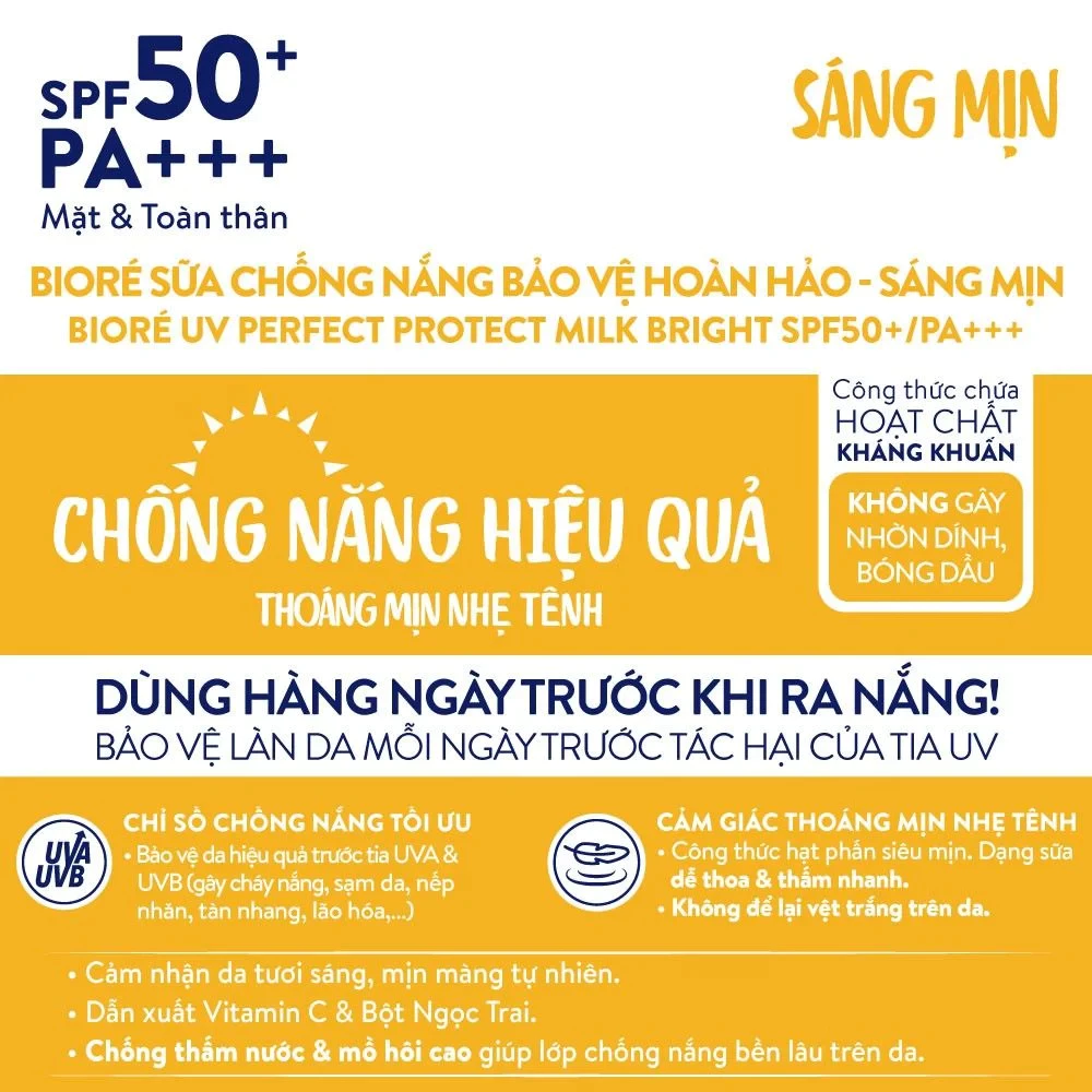 Sữa chống nắng Bioré bảo vệ hoàn hảo - sáng mịn/dưỡng ẩm/mát lạnh 25ml