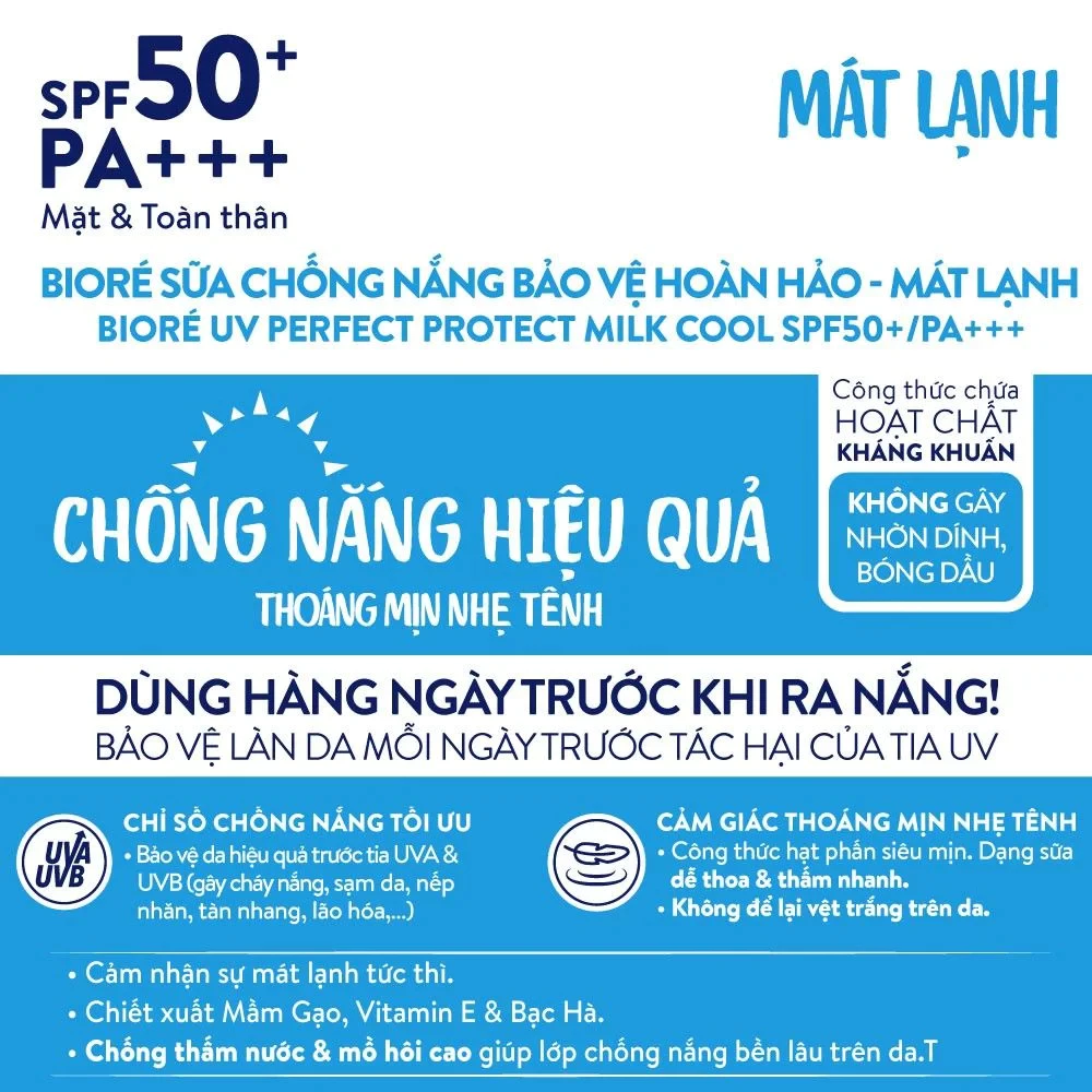 Sữa chống nắng Bioré bảo vệ hoàn hảo - sáng mịn/dưỡng ẩm/mát lạnh 25ml