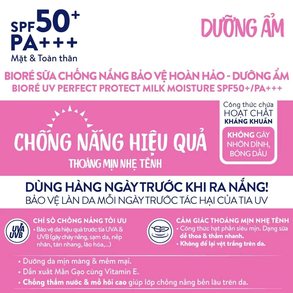 Sữa chống nắng Bioré bảo vệ hoàn hảo - sáng mịn/dưỡng ẩm/mát lạnh 25ml