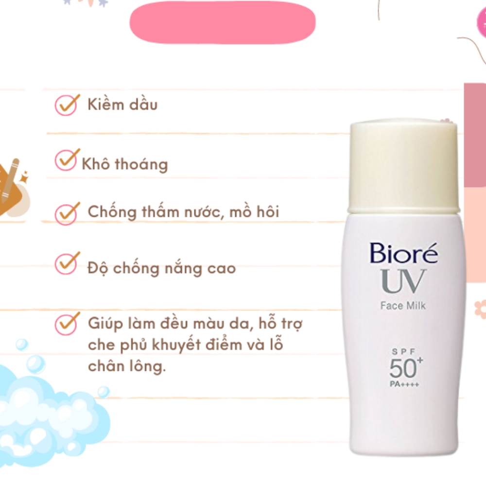 Sữa chống nắng Bioré sáng mịn kiềm dầu SPF50+/PA++++ 30ml