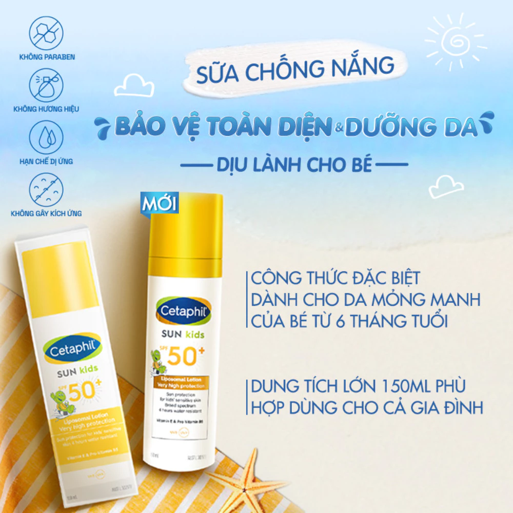 Sữa chống nắng Cetaphil SPF50+ dịu lành cho bé 150ml