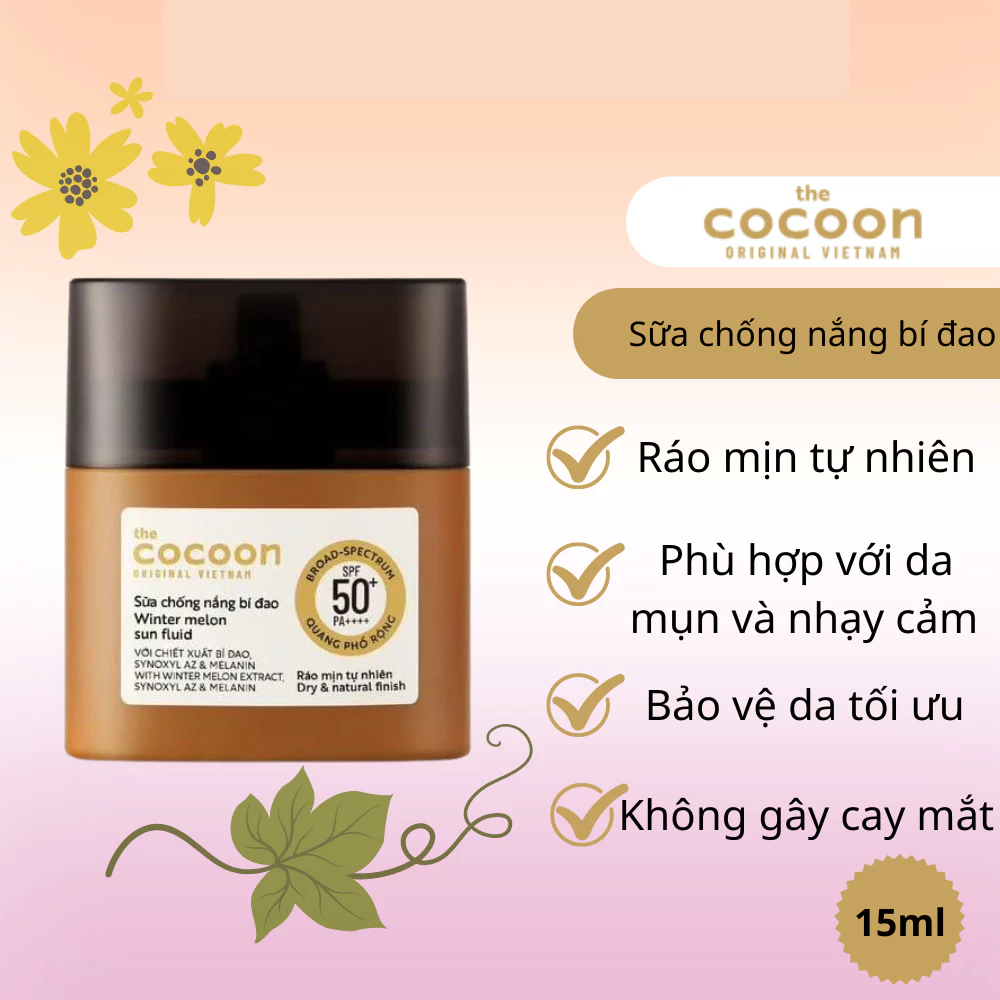 Sữa chống nắng Cocoon chiết xuất bí đao quang phổ rộng 15ml/50ml