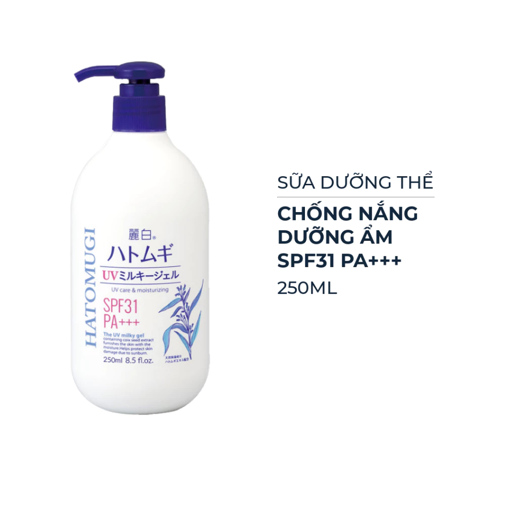 Sữa dưỡng thể Hatomugi chống nắng Dưỡng Ẩm SPF31 PA+++ 250ml