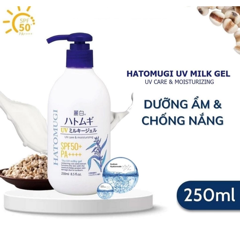 Sữa dưỡng thể Hatomugi chống nắng dưỡng ấm SPF50+ PA++++ 250ml