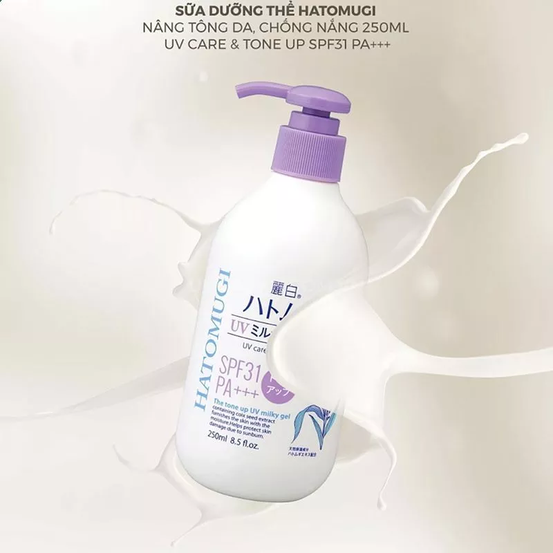 Sữa dưỡng thể Hatomugi chống nắng nâng tông SPF31 PA+++ 250ml