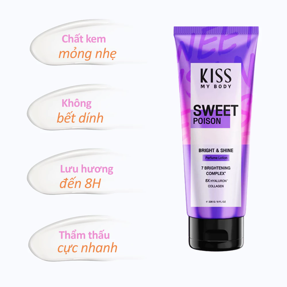 Sữa dưỡng thể Kiss My Body sáng da 226g