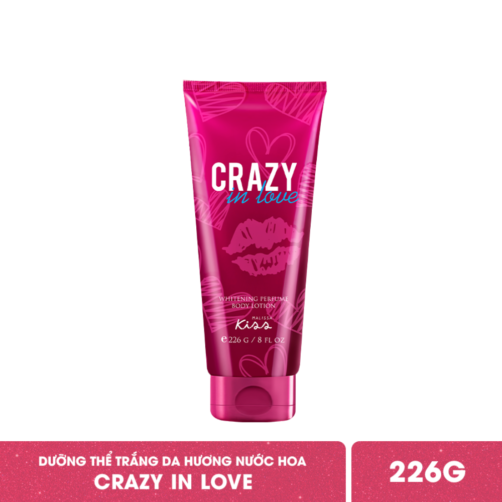 Sữa dưỡng thể Malissa Kiss sáng da Crazy In Love/Sweet Vanilla/Lost In Paradise 226g