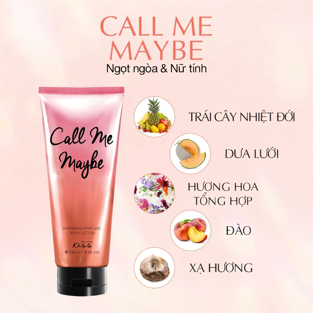 Sữa dưỡng thể Malissa Kiss sáng da Sweet Poison/Call Me Maybe/Adore You 226g