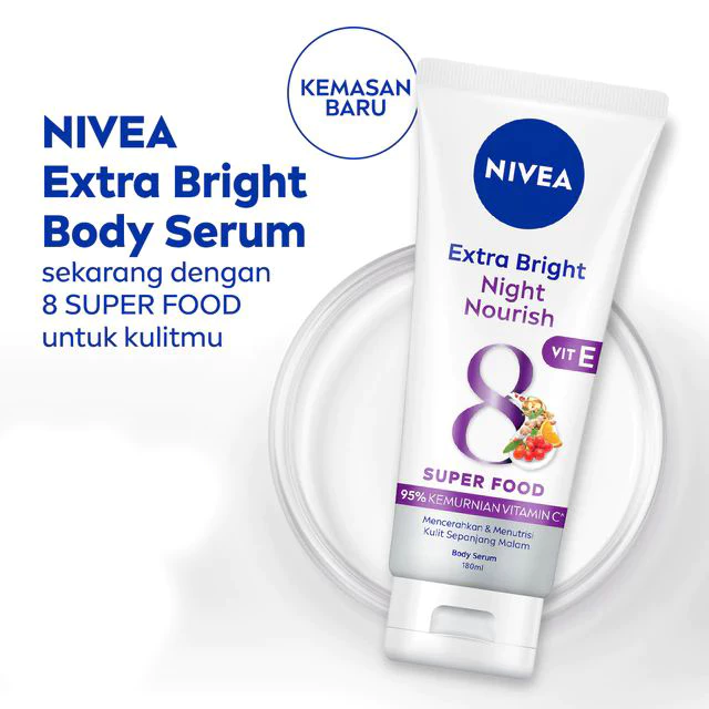 Sữa dưỡng thể Nivea sáng da ban đêm từ 8 Super Food 180ml