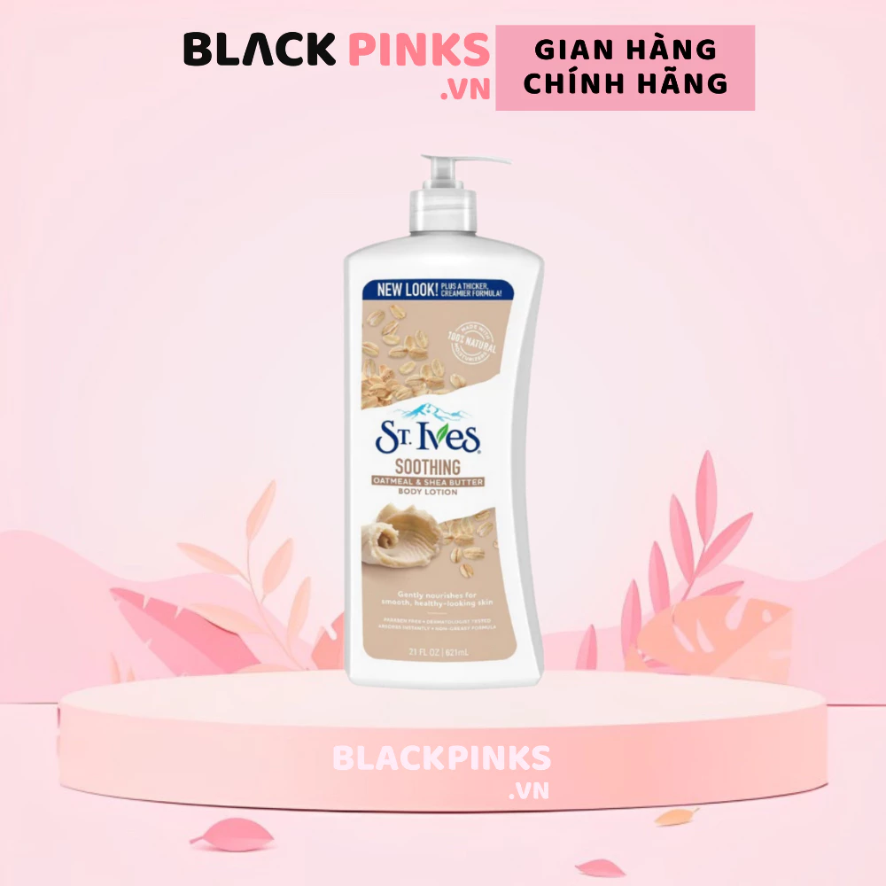 Sữa dưỡng thể St.Ives Yến mạch & Bơ dưỡng ẩm dịu da/Vitamin E & bơ dưỡng ẩm da  621ml