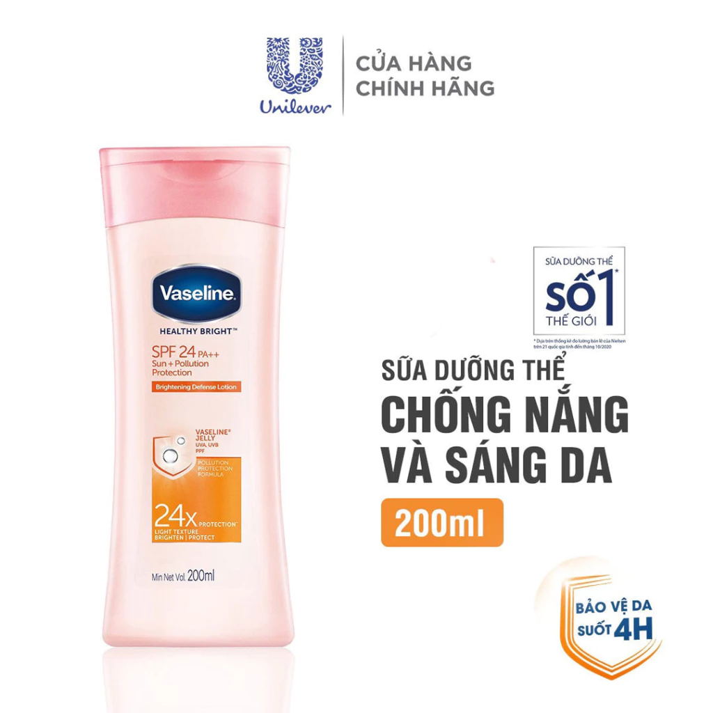 Sữa dưỡng thể Vaseline chống nắng và sáng da 200ml/350ml