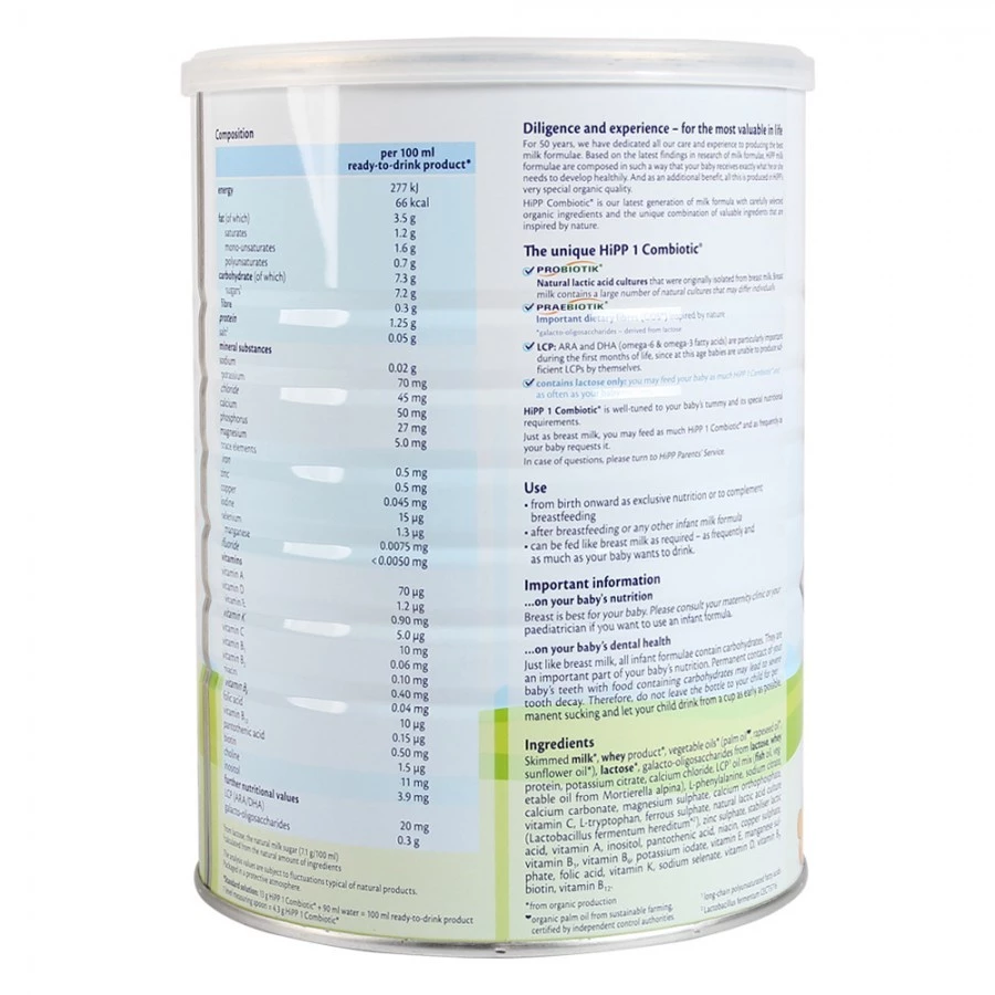 Sữa HiPP Combiotic Organic số 1 800g