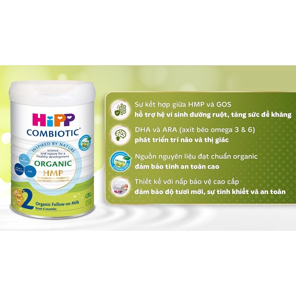Sữa HiPP Combiotic Organic số 2 800g