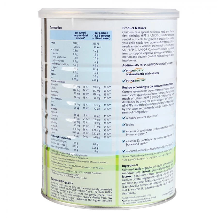 Sữa HiPP Combiotic Organic số 3 800g