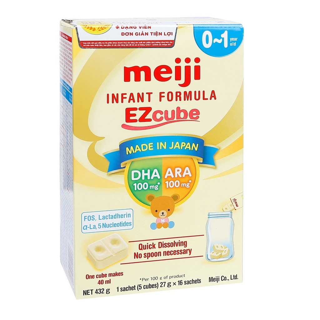 Sữa Meiji thanh nhập khẩu hộp 16 thanh 432g cho bé 0 - 1 tuổi